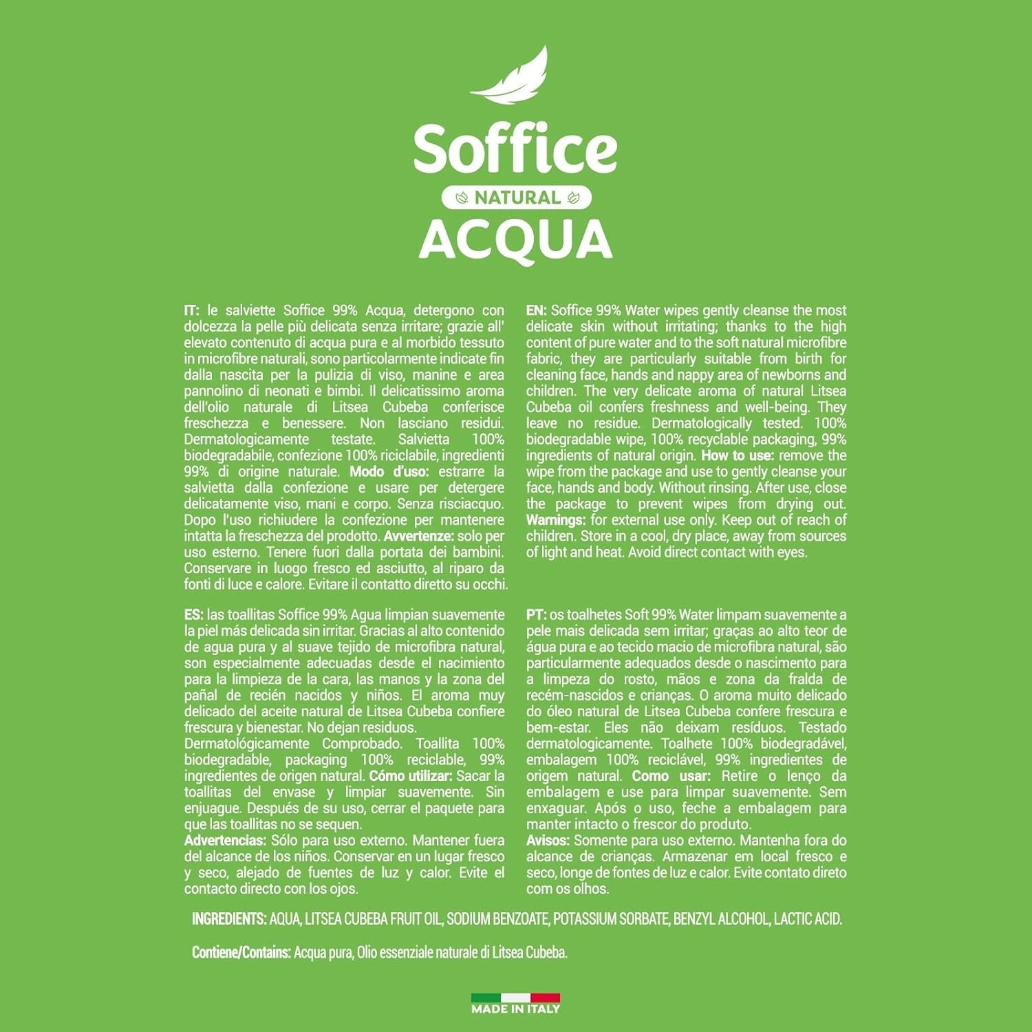 Șervețele umede demachiante naturale pentru bebeluși, 99% apă, formulă foarte delicată pentru igiena zilnică a copiilor și nou-născuților – 12 pachete a câte 64 de șervețele