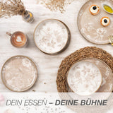 Set de veselă din gresie Moritz & Moritz MARIELLA pentru 6 persoane, 24 de piese - Veselă modernă bej cu un design jucăuș, serviciu de cafea ușor de întreținut cu farfurii, boluri și cești - Set combinat