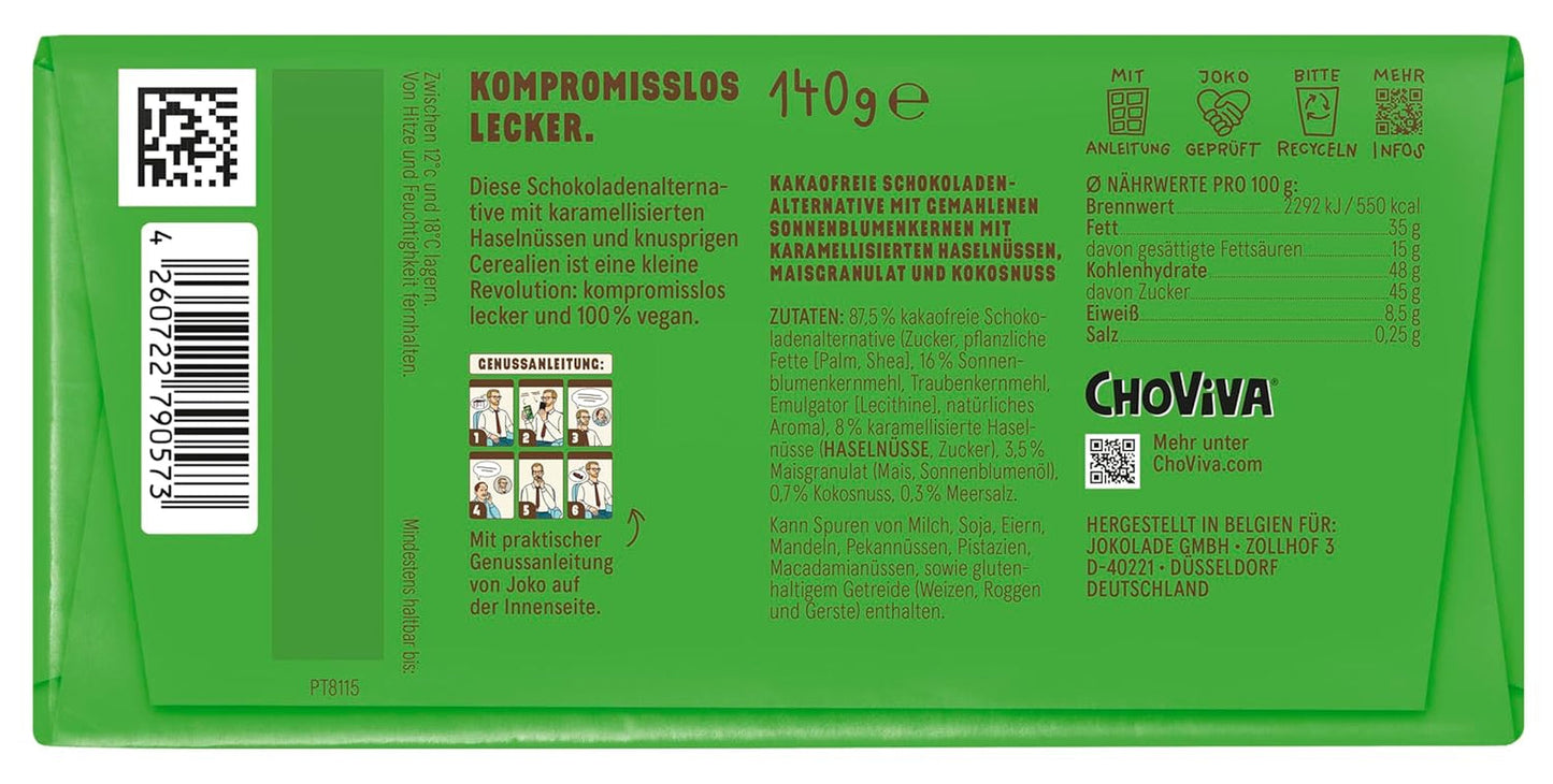 JOKOLADE 12 batoane x 140g Pachet economic | Cu alune caramelizate și cereale crocante | Vegan și fără cacao
