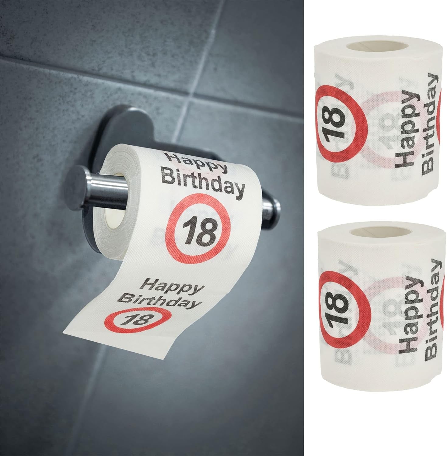 Set de 4 hârtii igienice "La mulți ani 40" │40th birthday 24 metri 2-țesături 180Gr/Qm │ Hârtie igienică motiv hârtie igienică (4 X hârtie igienică 40)