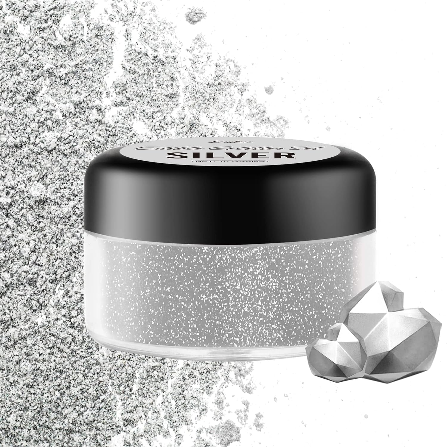 Glitter comestibil, 10 grame, diverse culori Glitter Naty Shop Argintiu