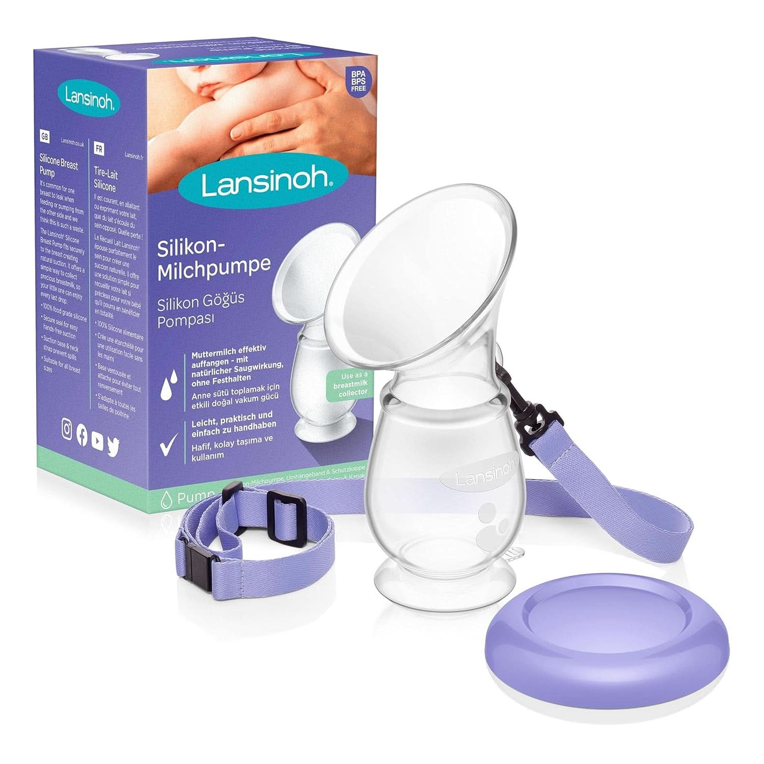 Lansinoh Silikon Milchpumpe & Muttermilchauffänger - Angenehmes & Extrem Weiches Silikon - Rettet Jeden Tropfen Muttermilch - Alternative Zu Milchauffangschalen, 1 Stück (1Er Pack) Accesorii Hrana si Alaptare Bebe Naty Shop Single Silikon-Milchpumpe Muttermilchauffänger