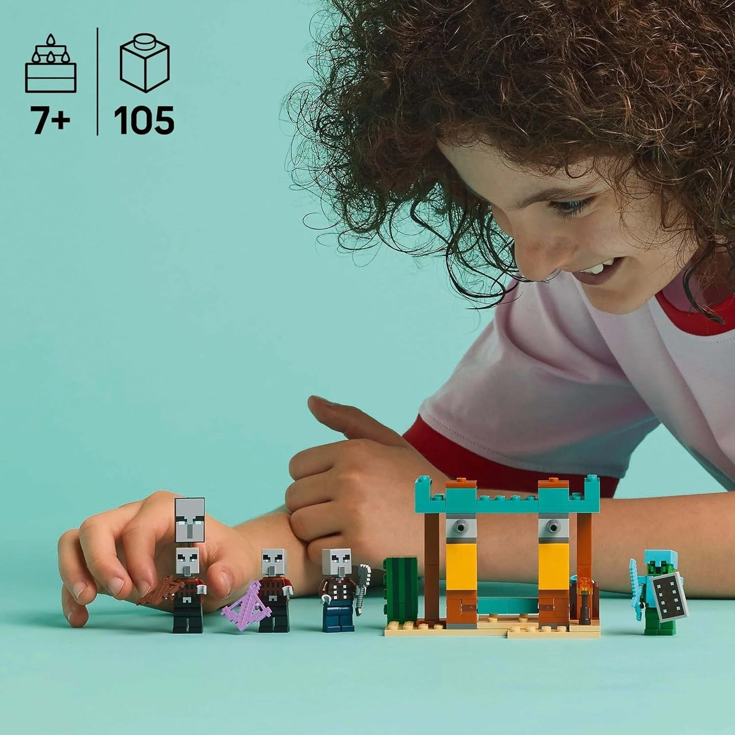 LEGO Minecraft The Illager Desert Patrol, set joc video pentru copii, mini-jucărie cu avanpost și trei minifigurine, inclusiv Plunderer, Servant și Cactus Knight 21267 Seturi de constructie Besuche den LEGO-Store