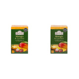 Ahmad Tea - Mango &amp; Lychee - Ceai verde cu mango și litchi - Cu bucăți de fructe - Plicuri de ceai ambalate individual, cu aromă sigilată, cu 2 g de ceai per porție - 20 de pliculețe de ceai cu bandă (pachet cu 2)