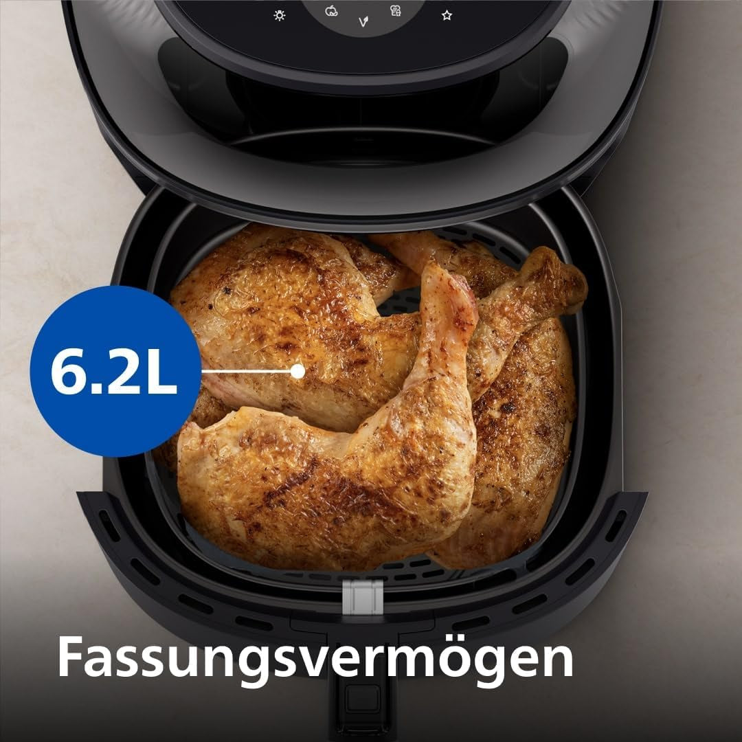 Philips Airfryer 3000 Series 6.2L, Fereastră de gătit, 16 funcții de gătit în 1, Tehnologie Rapidair plus, Eliminarea grăsimilor, Aplicație de rețete Homeid Electrocasnice Naty Shop