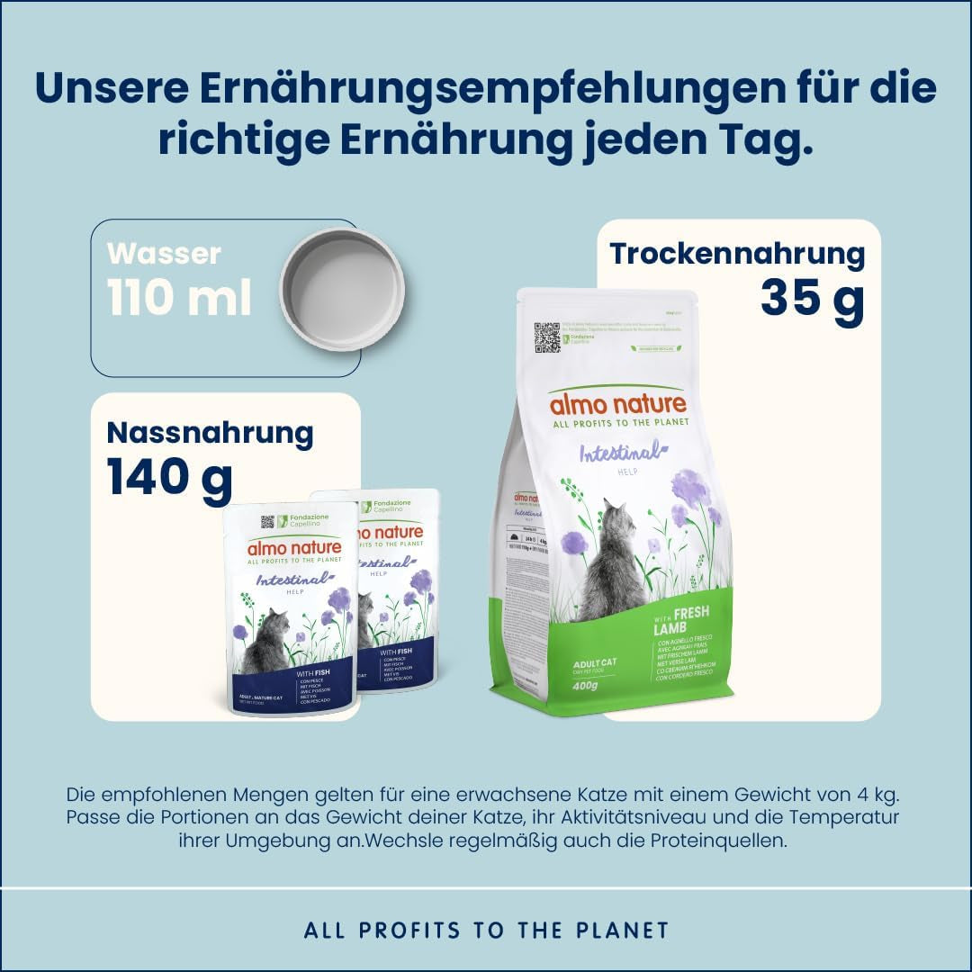 Almo Nature Functional - Intestinal Help - Hrană umedă pentru pisici adulte și mature cu intestine sensibile - cu pește - susține microbiomul - 70 g (pachet de 30)