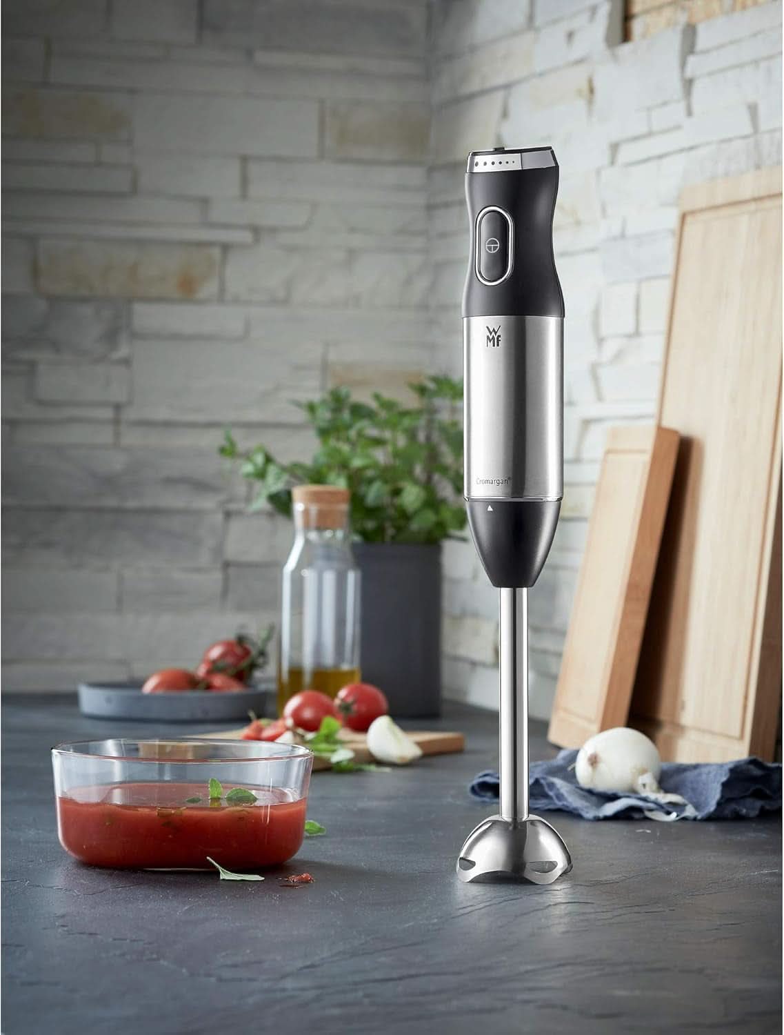 WMF Kult X Edition Stabmixer, Zauberstab 600 W, Pürierstab Edelstahl Mit Variabler Geschwindigkeitseinstellung, Purierstab Edelstahl Matt Bucatarie Naty Shop