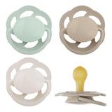 nip - Verde Cireș | 0-6 luni | Pachet de 4 | Suzetă pentru bebeluși, potrivită pentru alăptare și pentru dinți. Suzetă sustenabilă, fabricată din materii prime naturale, verde deschis/maro