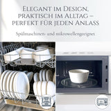Set de veselă din porțelan pentru 12 persoane, Crystal 48 de piese, CÂȘTIGĂTOR AL TESTULUI, Set de veselă din porțelan transparent, set de boluri și farfurii, serviciu de cină pentru 12 persoane, Seturi de veselă Pure Living în alb