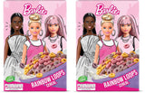 Cereale Barbie Rainbow Loops, inele colorate din grâu, ovăz și porumb cu aromă de fructe pentru micul dejun perfect, 1 pachet (1 x 350g)