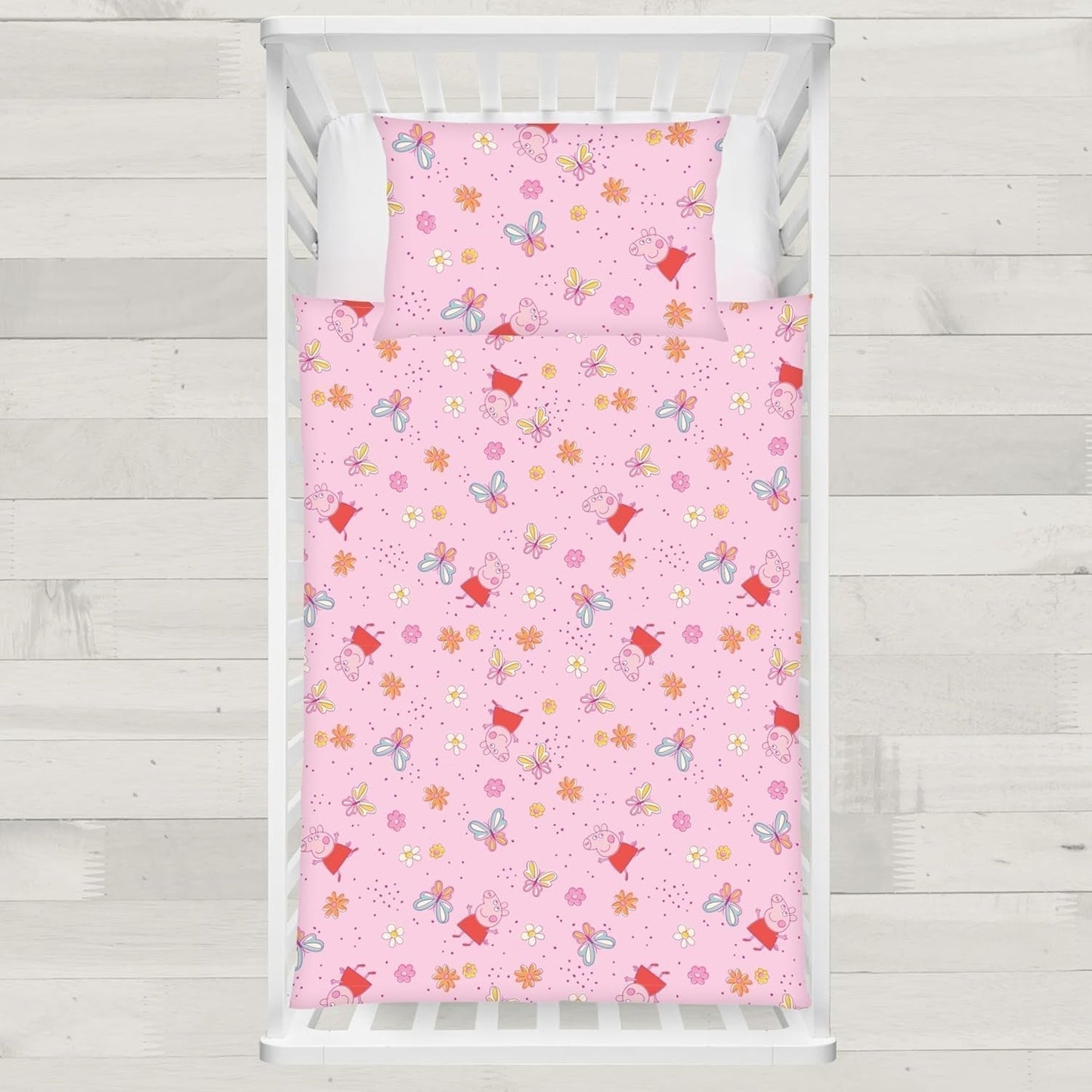 Set de lenjerie de pat pentru copii Peppa Pig, 100 x 135 cm si 40 x 60 cm, bumbac Lenjerie de pat - copii Naty Shop
