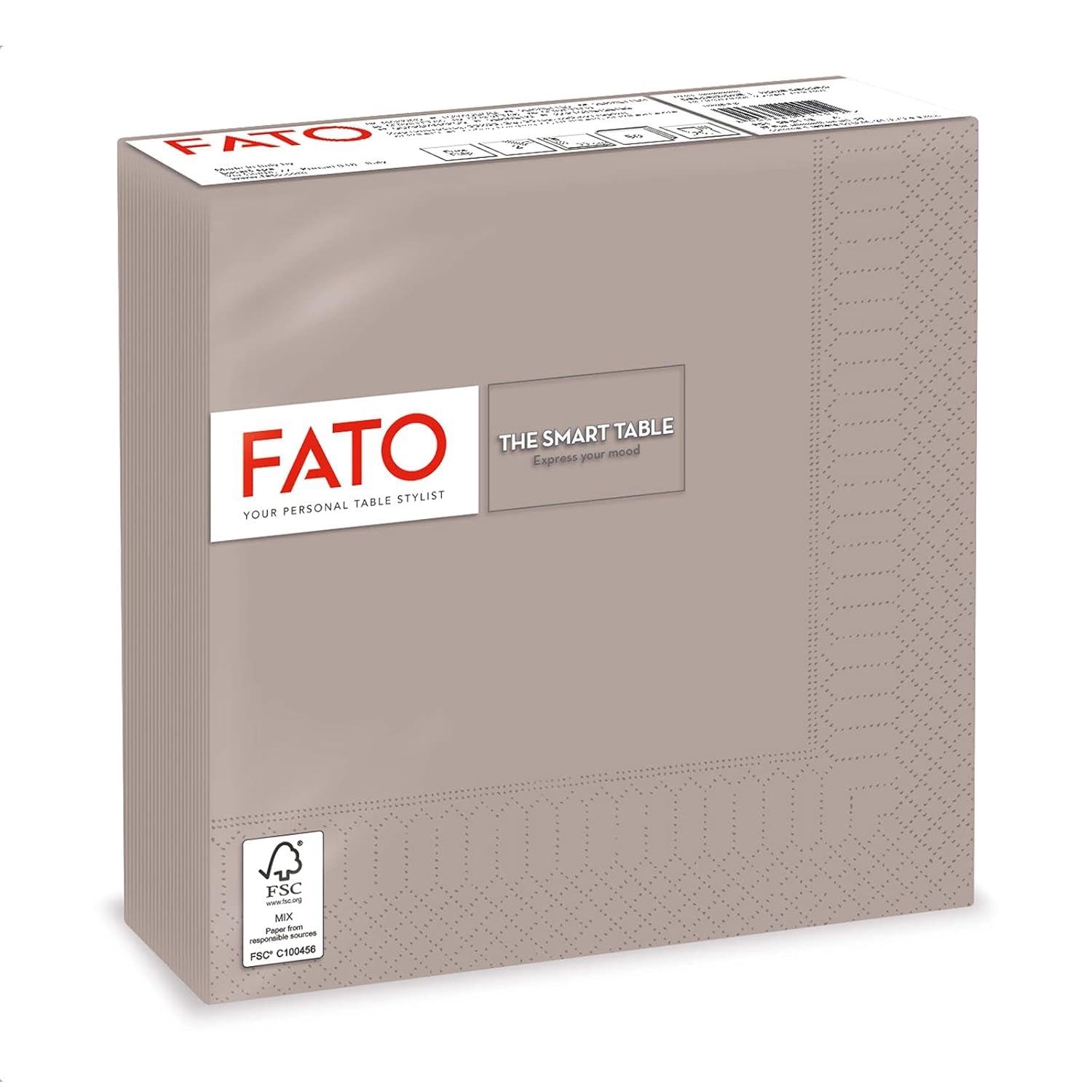 Fato, Șervețele de hârtie de unică folosință, Ideale pentru prânzuri informale și bufete, Pachet de 50 de șervețele, Dimensiune 33X33, Pliate în 4, 2 straturi, Turtledove, 100% hârtie din celuloză pură, certificat Fsc
