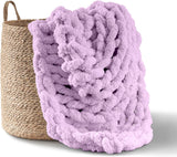 Chunky pătură tricotate, arunca, 100% mână tricotate cu jumbo chenille fire (127 X 152.4 Cm, gri liliac) Paturi si Cuverturi Adyrescia Violet 50 "X60"