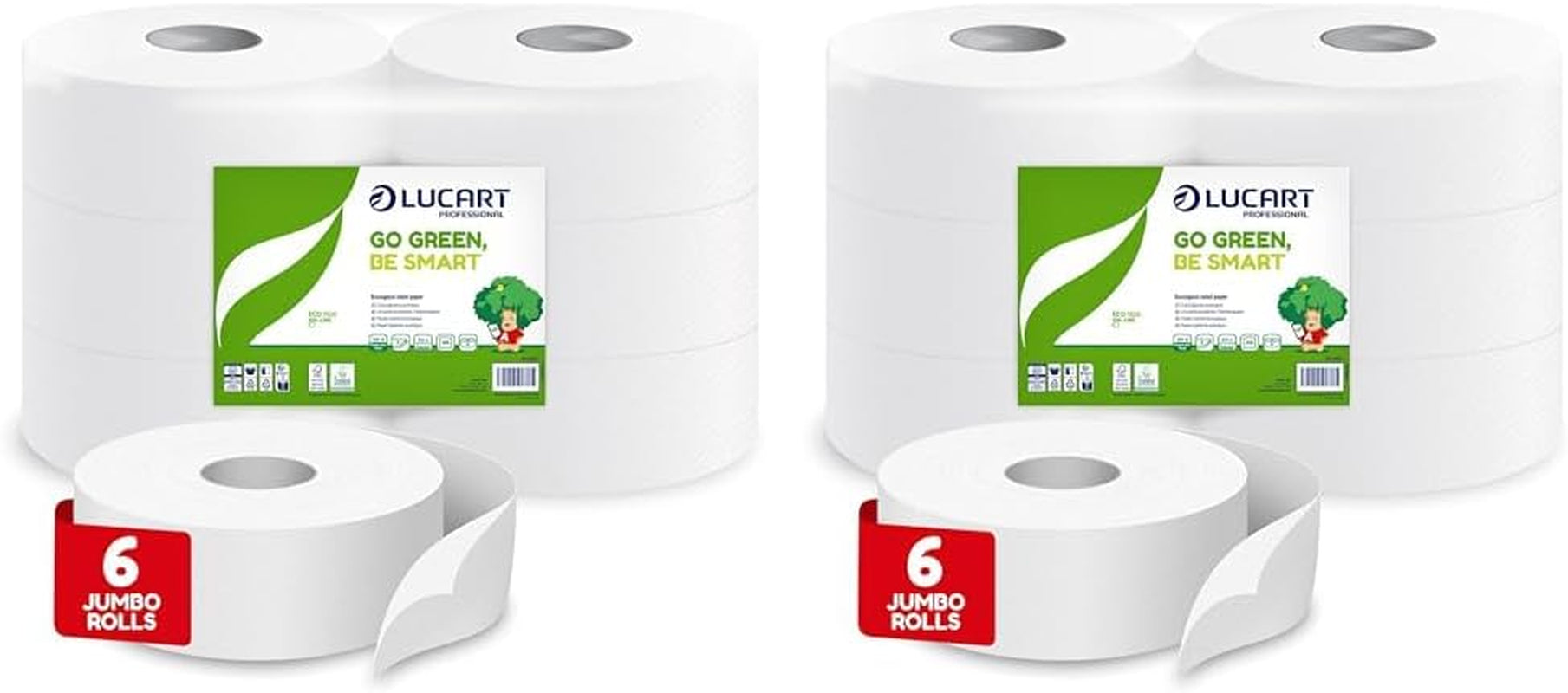 Role de hârtie igienică Jumbo Eco, 2 straturi, cremă de spălare a mâinilor cu formulă de curățare, hidratare și netezire - aromă florală - 5L, 6 bucăți (1-pachet)