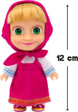 Masha și Michka, păpușă Masha, 12 cm, și jucăria de pluș Bärka de 20 cm, jucărie pentru copii cu vârsta de la 3 ani în sus, MHA21