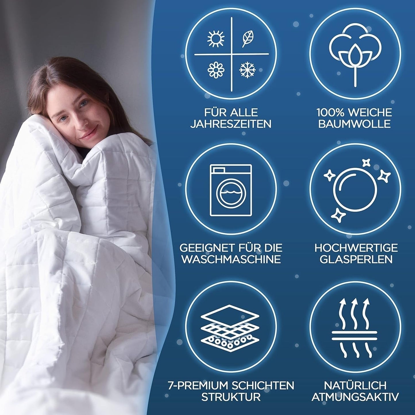 Samthus Pătură ponderată 135X200Cm 6Kg Certificată Oeko-Tex - Pătură de relaxare 100% bumbac - Pătură grea antistres și de terapie - Dormiți mai bine cu pătura noastră grea - Pătură ponderată Paturi si Cuverturi Besuche den Samthus-Store