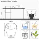 Jardinieră LECHUZA Classico Color ECO 35 Gri Închis | Jardinieră cu sistem de udare și indicator al nivelului apei | Fabricată din plastic 100% reciclat | Finisaj mat | Ø 34,5 x 32,5 cm | 18935