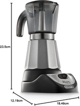 De'Longhi Alicia Plus EMKM6.B Oală Moka (rotativă la 360°, 550 W) Argintiu-Negru