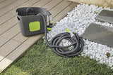 GF SRL, Aquapop Grey Pro 15, furtun împletit autoextensibil Fabricat în Italia, cu recipient rigid din plastic, mini pulverizator de grădină ergonomic, racorduri pentru irigarea grădinii, gri închis