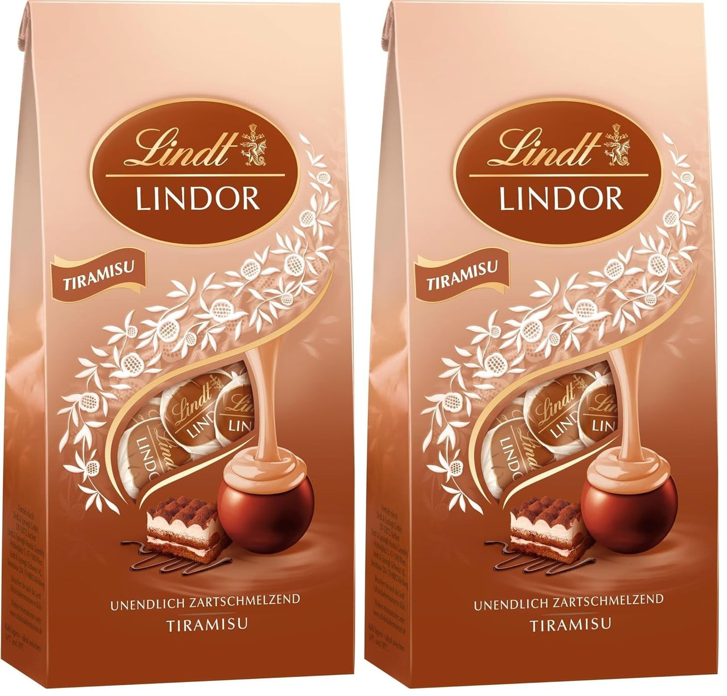 Lindt Chocolate | Pungă LINDOR Tiramisu | 137g | 11 Bile de Ciocolată cu Lapte cu Umplutură de Tiramisu care se Topește în Gură | Cadou de Ciocolată