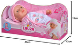 Simba 105140020 - My Love Baby Talk, păpușă cu corp moale și ochi adormiți într-o salopă drăguță, scoate 24 de sunete de bebeluș, 30 cm, păpușă pentru copii de la 2 ani