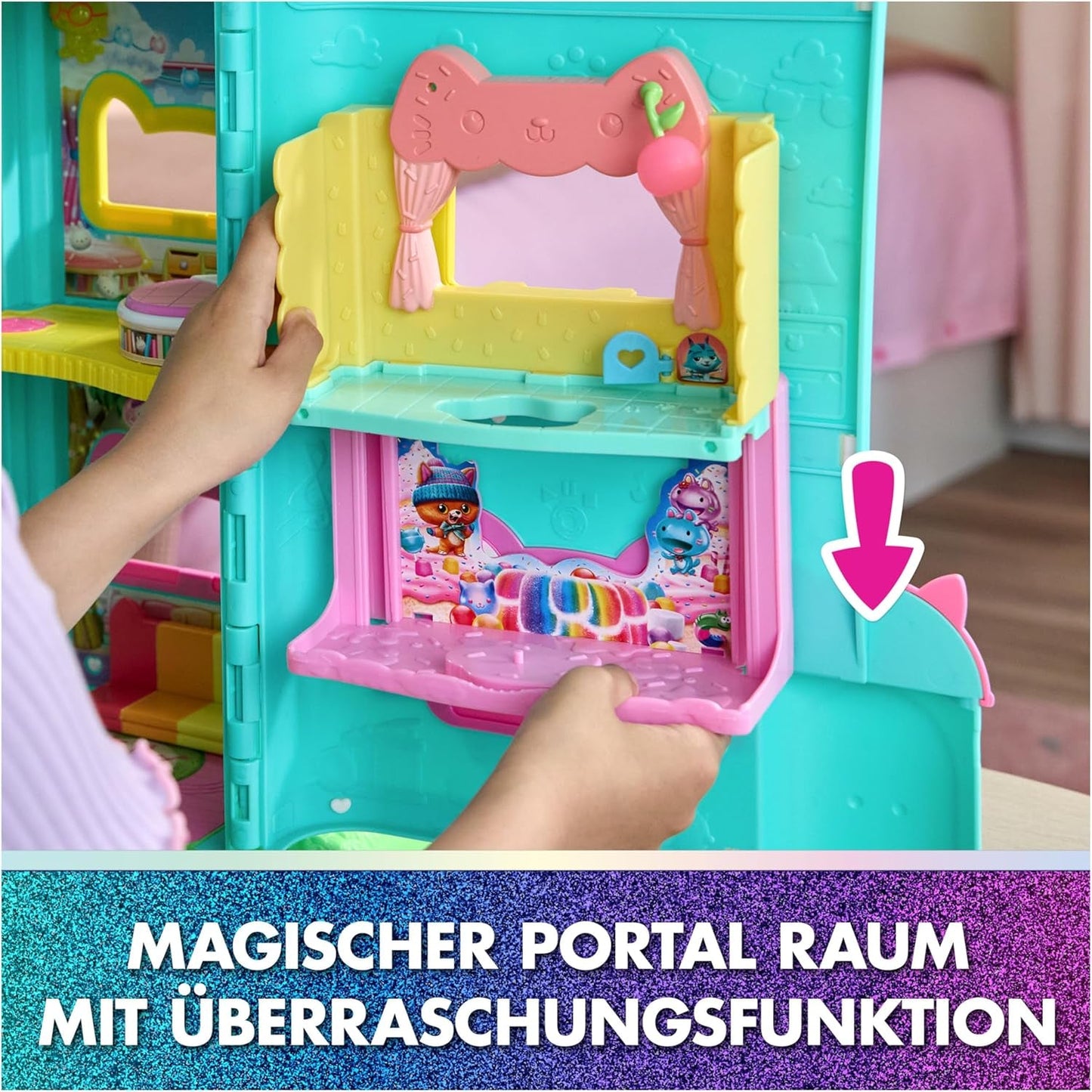 DREAMWORKS CASA DE PĂPȘI A LUI GABBY: FILMUL - Portal Room „Bucătăria cu stropi de zahăr a lui Kuchi” cu figurină și accesorii, pentru copii cu vârsta de 3 ani și peste
