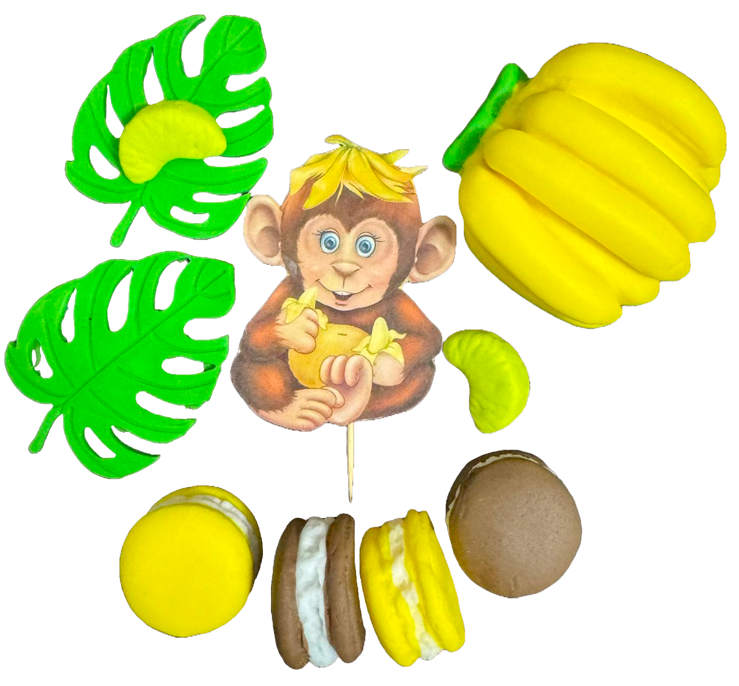 Set 10 decoratiuni comestibile din zahar, Maimuta Decoratiuni din Pasta de Zahar Nati Shop