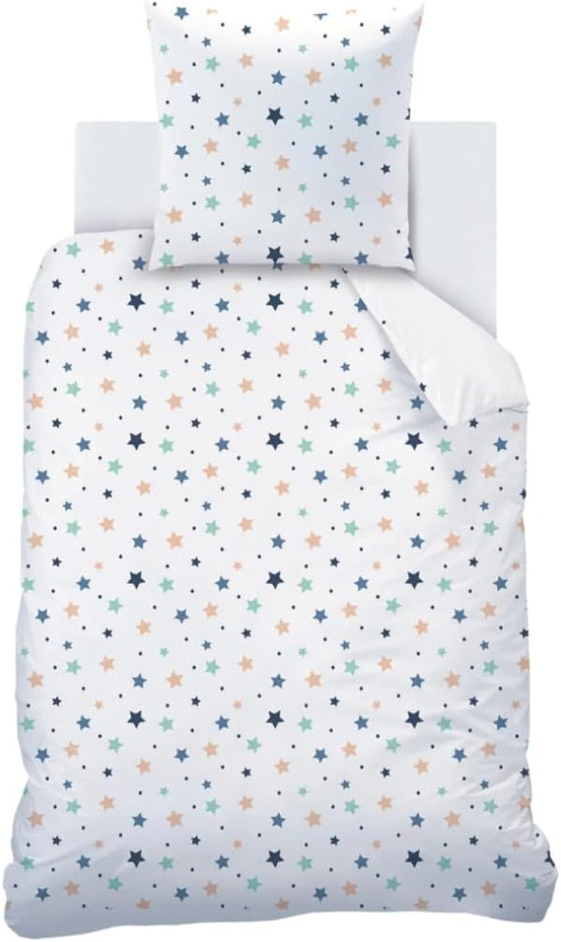 Set de lenjerie de pat pentru copii, reversibila, Stars Lenjerie de pat - copii Naty Shop