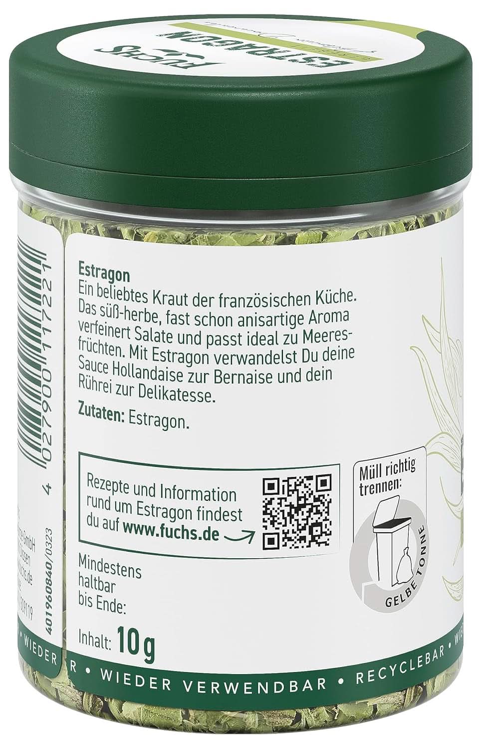Fuchs, tarhon, ierburi franțuzești pentru rafinarea salatelor sau a sosului Hollandaise, 10 grame Condimente Naty Shop