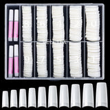500 de bucăți de vârfuri de unghii artificiale franceze, set de vârfuri de unghii false acrilice, extensii de unghii, vârfuri de unghii, accesorii pentru unghii false cu 4 bucăți de lipici pentru design de unghii, unghii cu gel, naturale