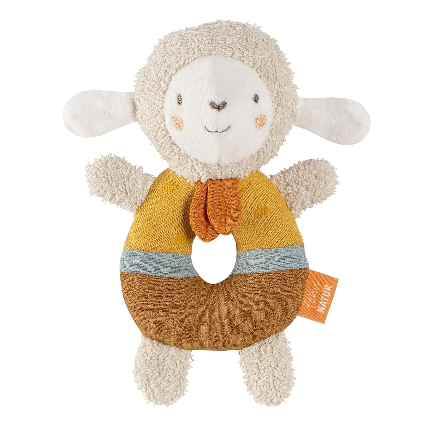 Fehn baby inel de prindere jucărie oaie fehnNATUR - jucărie de pluș cu bumbac organic - jucărie pentru copii cu clopoțel și jucărie pentru învățare jucăușă - jucărie de prindere pentru bebeluși și copii mici de la 0+ luni Jucarii Bebe Naty Shop Natura oilor