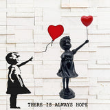 Fată drăguță cu balon, sculptură din rășină, statuie pentru decorațiuni interioare, statuie Banksy, fată cu inimă roșie, figura balon, sculptură de artă modernă pentru masă, raft, decor Statuete si sculpturi Naty Shop