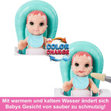 Păpușa Barbie Skipper și set de joacă cu accesorii, set de babysitting cu tematică alimentară, jucărie care își schimbă culoarea, HTK35