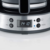Espressor SEVERIN „TypeSwitch” cu carafă de sticlă și cronometru, AromaSwitch pentru alegerea a 2 opțiuni de preparare, ceas digital cu funcție de cronometru, pentru până la 10 cești, 1000W, oțel inoxidabil periat-negru, KA 4826