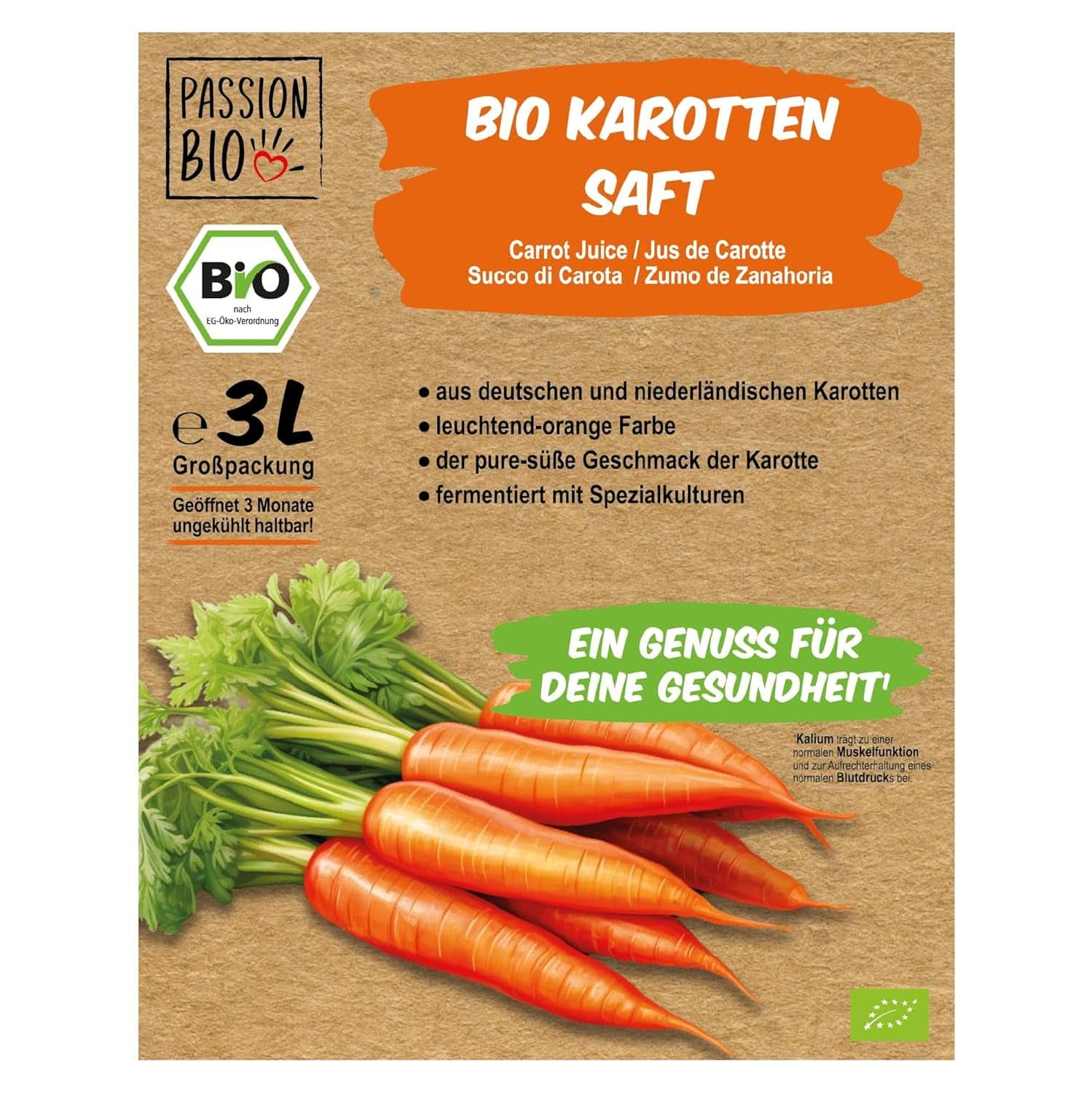 Suc organic de morcovi - Fabricat din morcovi germani și olandezi, 3 litri Bauturi fara alcool Naty Shop