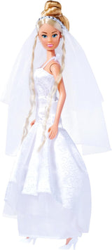 Simba 105733414 - Rochie de mireasă Steffi Love, asortată în 2 modele, este furnizat un singur articol, păpușă într-o rochie de mireasă frumoasă, 29 cm, vârste 3+