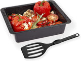 Chg SET 341-46-60 Extra Tiefe Ofenform (7,0 Cm) "Emaille" Mit Profi-Pfannenwender", Schwarz Gesprenkelt Matrite si tavi pentru copt Naty Shop