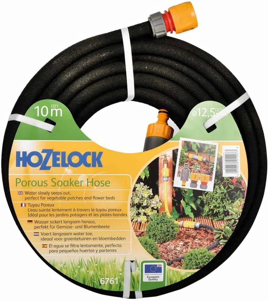 HOZELOCK - Furtun poros 10 m: Furtun microporos pentru udare economică, fără risipă de apă. Ideal pentru straturi de flori, grădini de legume și sere, udare țintită și delicată [6761P0000]