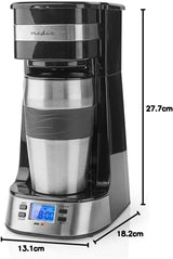 Espressor NEDIS - Cafea Filtrată - 0,4 l - 1 Ceașcă - Cronometru - Negru / Argintiu