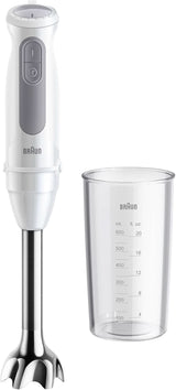 Braun Stabmixer MQ 5200WH - Multiquick 5 Vario Pürierstab Mit Edelstahl Mixfuß, 1000 Watt, Inkl. 600 Ml Mix- & Messbecher, Weiß/Grau Bucatarie Naty Shop Version 2024 - Stabmixer