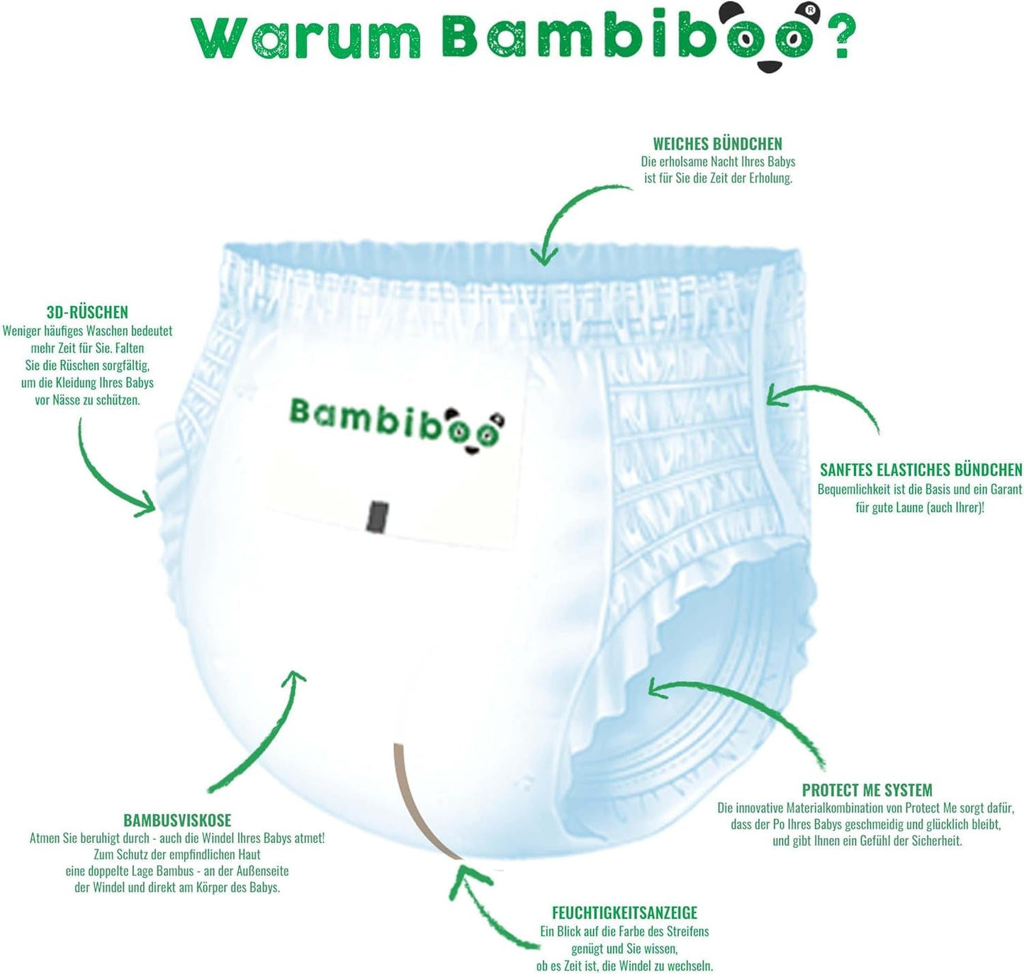 Scutece de unică folosință Bambiboo, prietenoase cu pielea, cu fibre fine de bambus - Chiloți pentru scutece pentru bebeluși - Huse de scutece de unică folosință - Protecție pentru pielea sensibilă - Foarte absorbante - Mărimea 4 (Maxi), 16 bucăți