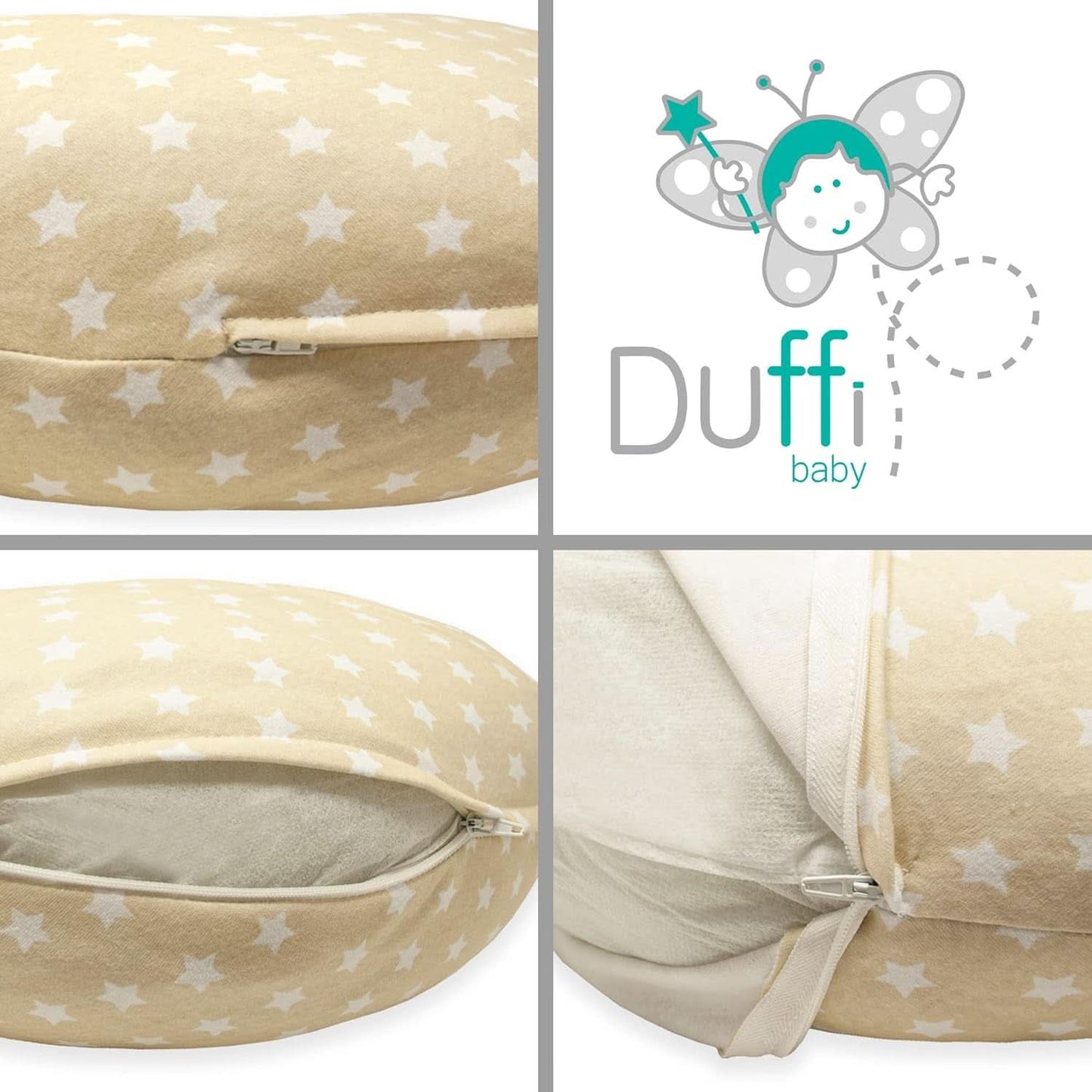 Pernă de alăptare pentru nou-născuți, XL, Husă din bumbac 100%, detașabilă și lavabilă, Umplutură din poliester, Motiv stele Accesorii Hrana si Alaptare Bebe Naty Shop