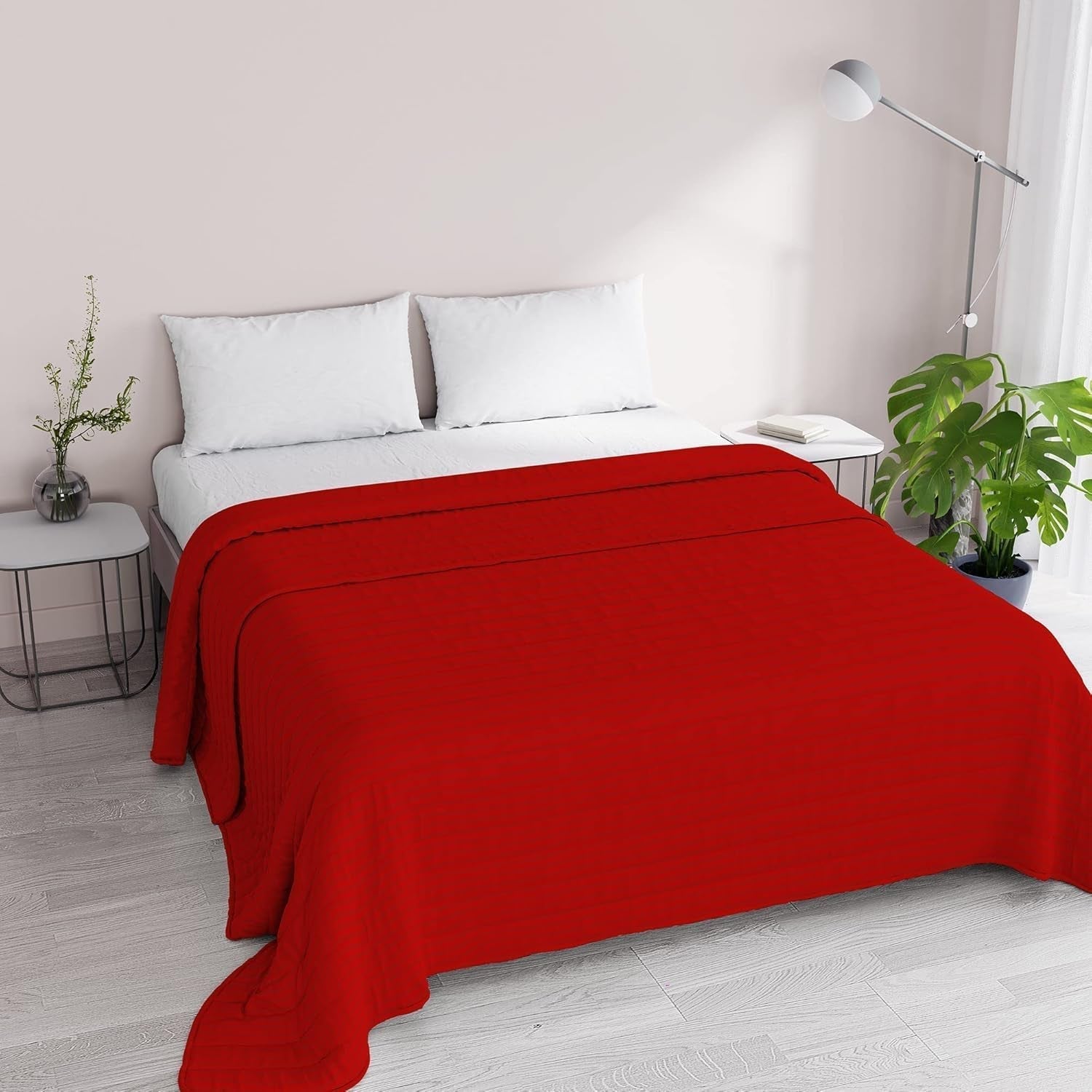 Cuvertură de vară Satin Stripes, poliester, crem, 260X250 Cm Plapumi si pilote Naty Shop Roșu 260X250 Cm