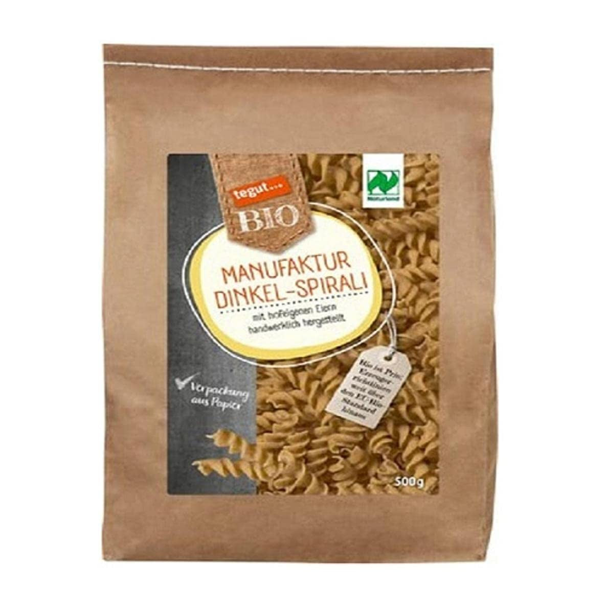 tegut... Paste spiralate din spelta organică, 1 x 500 g