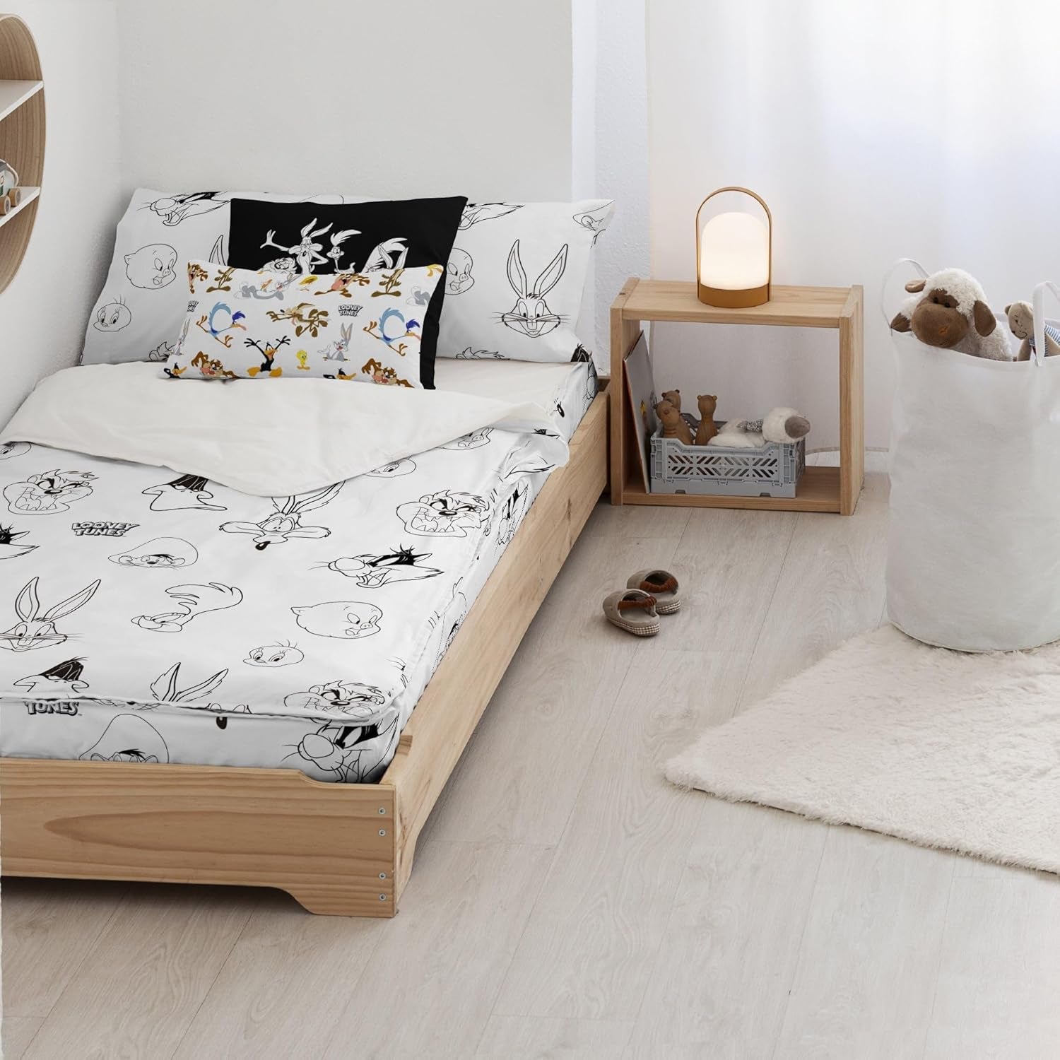 Belum | Plapumă 100% bumbac, model Tom Jerry Vichy, pentru paturi late de 90 cm (90 X 200 cm) Plapumi si pilote Naty Shop Looney Bw Complet