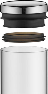 WMF Depot borcan de depozitare sticlă 1l, înălțime 21,5 cm, borcan de depozitare cu capac, recipient pentru boabe de cafea, borcan pentru cereale, borcan de depozitare a alimentelor cu deschidere mare de umplere (pachet de 4) Cutii depozitare alimente Naty Shop