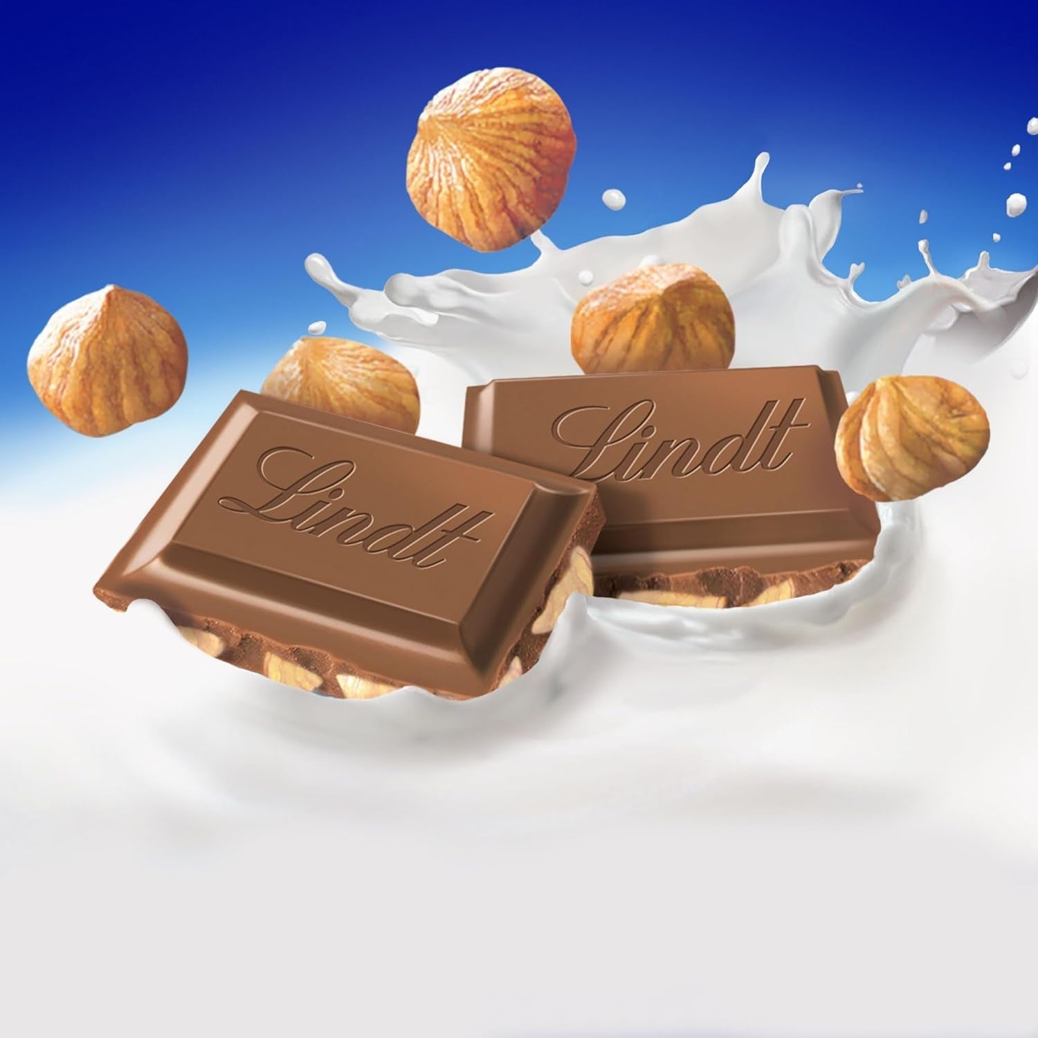 Lindt Ciocolată | Baton cu ciocolată cu lapte și alune | 100g | Ciocolată cu lapte fină, topită, cu bucăți crocante de alune | Baton de ciocolată