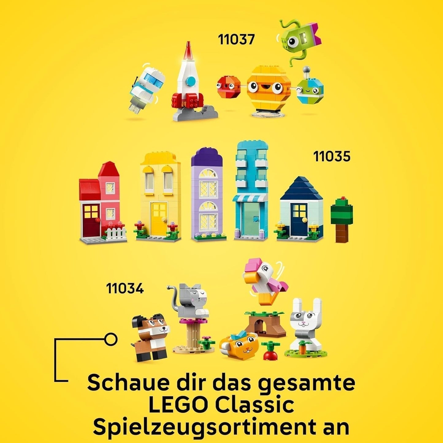 LEGO Classic Creative Houses, set de cărămizi de construcție pentru copii, jucărie de construcție cu 850 de cărămizi, jucărie de construit case cu accesorii, cadou pentru băieți și fete de la 4 ani 11035 Seturi de constructie Besuche den LEGO-Store