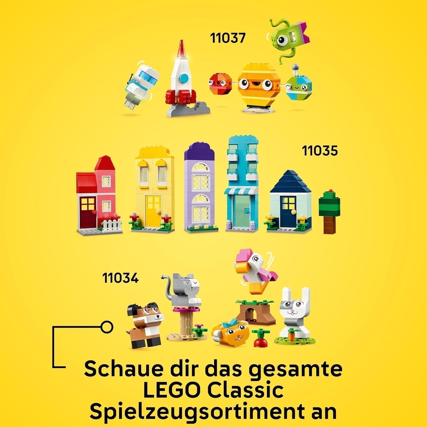 LEGO Classic Creative Houses, set de cărămizi de construcție pentru copii, jucărie de construcție cu 850 de cărămizi, jucărie de construit case cu accesorii, cadou pentru băieți și fete de la 4 ani 11035 Seturi de constructie Besuche den LEGO-Store