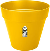 elho Loft Urban Round 40 - Ghiveci de flori pentru exterior - Plastic 100% reciclat - Ø 38,5 x H 35,3 cm - Galben/Ocru
